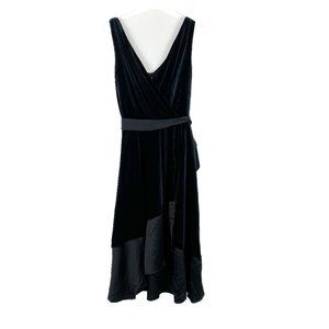 NWT DKNY Velvet Midi Wrap Dress Sleeveless Black Size 12 NEW $139